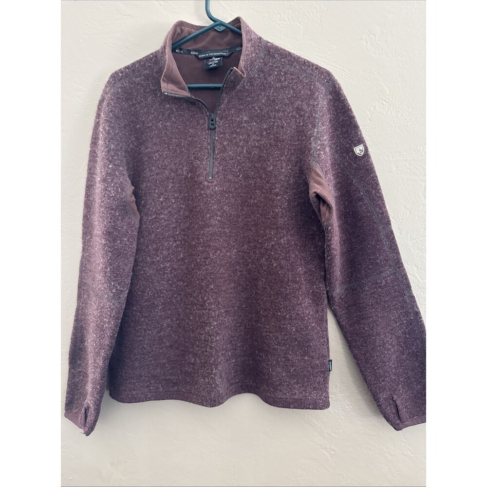 Kuhl Thermokore Men’s Medium 1/4 Zip Poly Wool Fleece‎ Pullover Burgundy